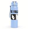1PC The fall band dark collage print 750ml colorful plastic sports water bottle leakproof pop up lid with straw for outdoor work home use
