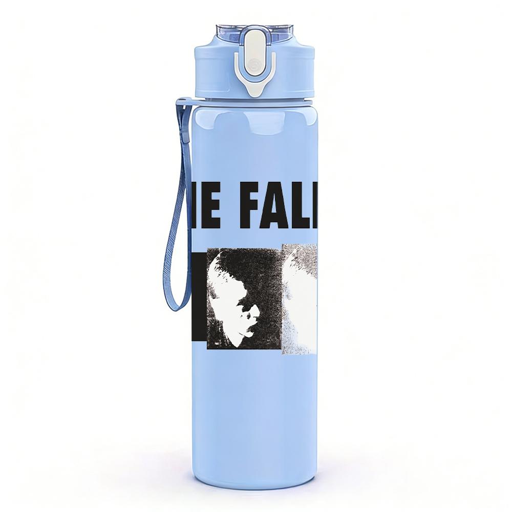 1PC The fall band dark collage print 750ml colorful plastic sports water bottle leakproof pop up lid with straw for outdoor work home use