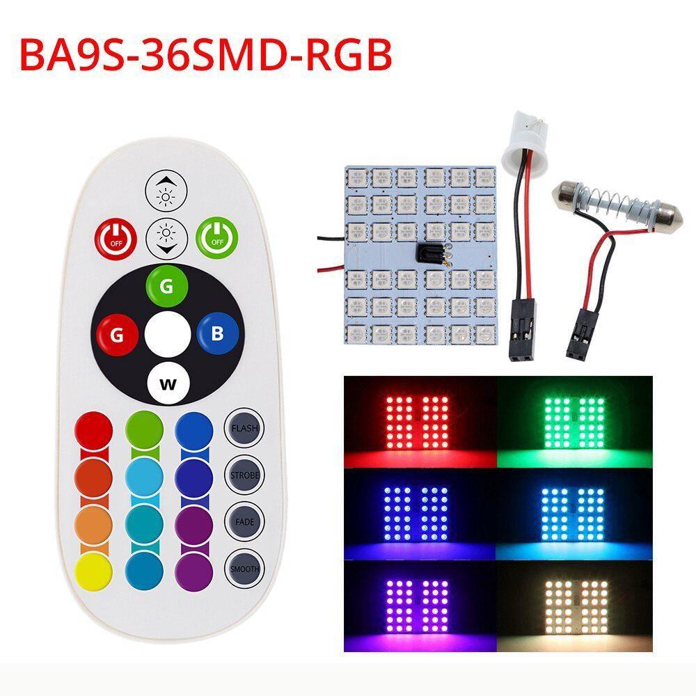 T10 RGB 12Led 15Led 24Led 36Led Автомобильный светодиодный пульт дистанционного управления RGB Автомобильный светодиодный светильник Панель для салона автомобиля Светильники для чтения Купол гирлянда BA9S Адаптер DC 12 В Свет