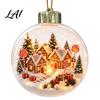 LED Lighted Christmas Spheres Glowing Story Ornament Light Up Mini Holiday Scene Hanging Ornaments Window Display Ornaments Clear Acrylic