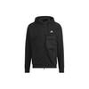 Adidas Solid Color Logo Print Sports Hoodie with Large Pocket Men Outerwear Black HN9031
