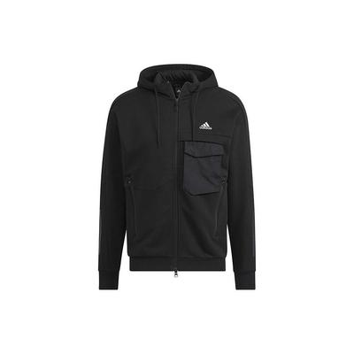 adidas Сплошная спортивная толстовка с логотипом и большими карманами, мужская верхняя одежда, черный HN9031