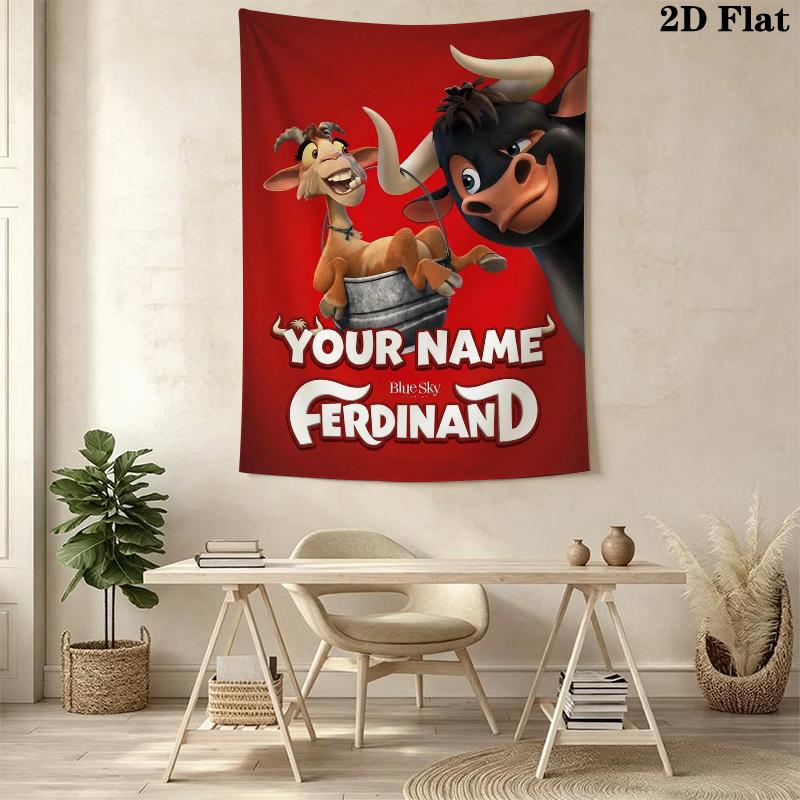 Custom Name Ferdinand Wall Tapestry Aesthetic Wall Hanging Printed Fabric Blanket Decorative Tapestries for Bedroom Living Room Home Decor
