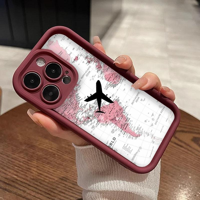 Чехол для телефона Wanderlust World Map Travel Route Art для серии iPhone 17 16 15 14 13 12 11 Pro Max Plus Двухслойная защита