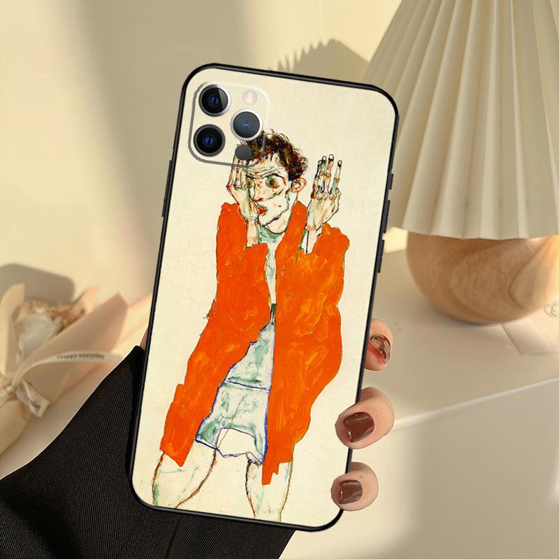 Egon Schiele Case For iPhone 11 12 13 14 15 16 Pro Max Cover For iPhone 13 12 Mini XR X XS Max Plus