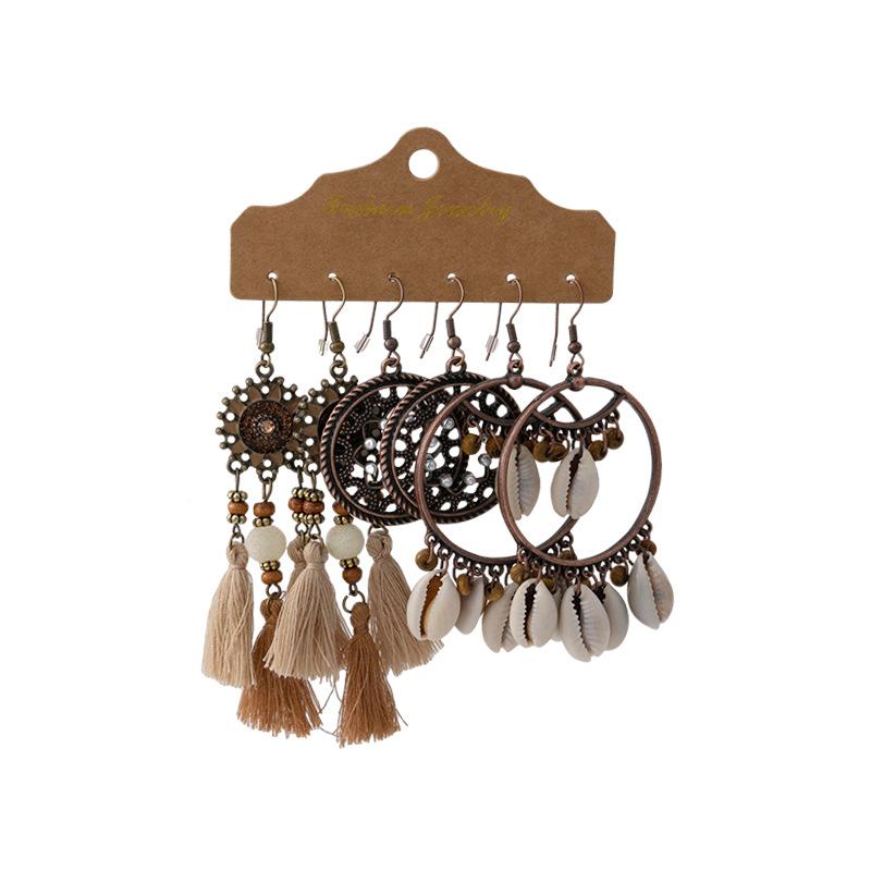 BLINGBAY женские новые серьги с кисточками в богемном стиле, персонализированные ретро-отпускные простые серьги с сотней темпераментов, набор