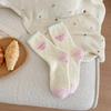 Female Autumn and Winter Thickened Warm Lovely Pink Moon Floor Sleep Tube Cotton Socks