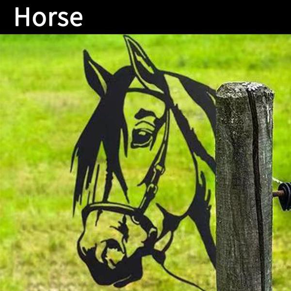 Ферма, подглядывающая корова, крупный рогатый скот, металлическое искусство, подвесное украшение для открытого сада, подглядывающая корова, лошадь, овца, курица, двор, сад, подглядывающая корова, орнамент из стали