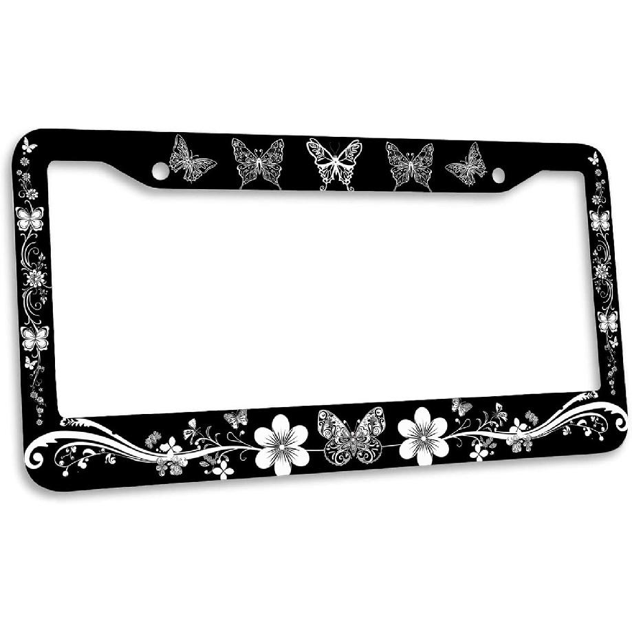 Butterfly License Plate Frame Beautiful Butterflies Flower License Plate Personalise Stainless Steel Metal Car Plates Funny License Plate Frames