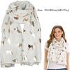 with Frayed Hem Cat Print Scarf Polyester Shawl Wrap Creative Gift Animal Scarf