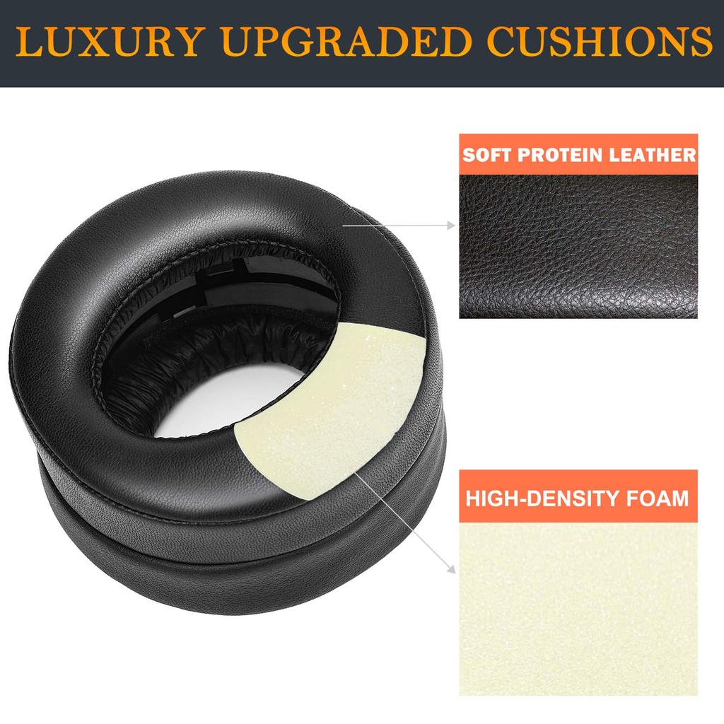SOULWIT Replacement Ear Pads for Sony Platinum Wireless Playstation PS4 Premium Wireless Surround Headset (2018 Model CUHJ-15005) (Black)
