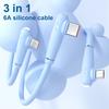 3-в-1 жидкий силиконовый кабель передачи данных 66 Вт сверхбыстрая зарядка 6 А локтевой кабель передачи данных для мобильного телефона поддержка 3-портового одновременного привода