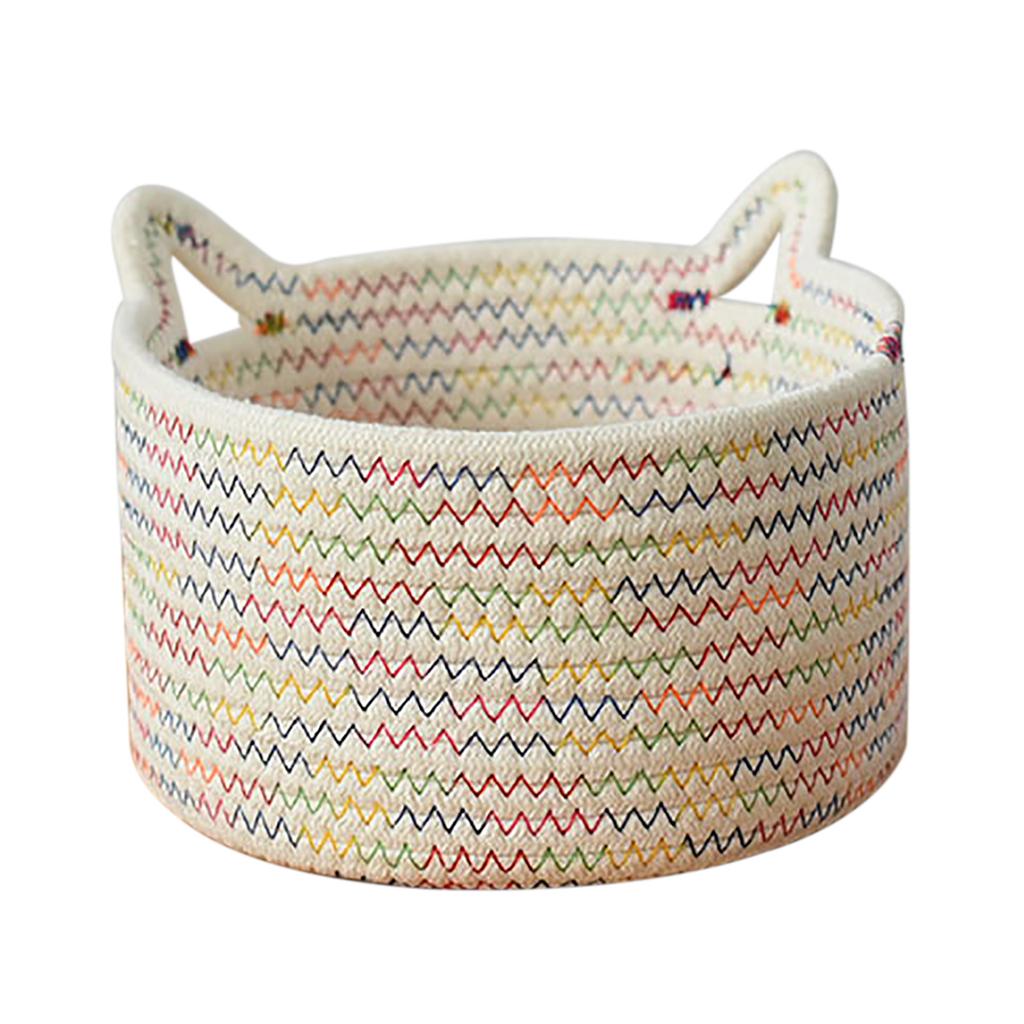 Cotton Rope Woven Basket Storage Bin for Nursery Bathroom Closet Cube Shelf Organizing 24x14cm White