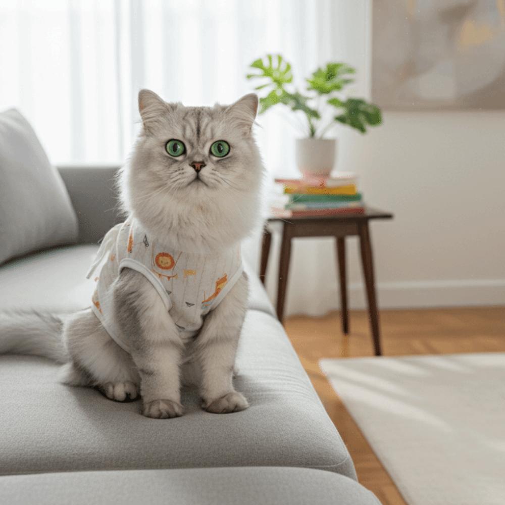 Animal Print Cat Weaning Suit Adjustable Pet Anti-Lick Suit Cute Cat Recovery Clothing  Pet Care