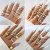 New Fashion Versatile Leaf Love Ring Set Personalized Geometric Stacked Joint Ring Multi-Piece Set