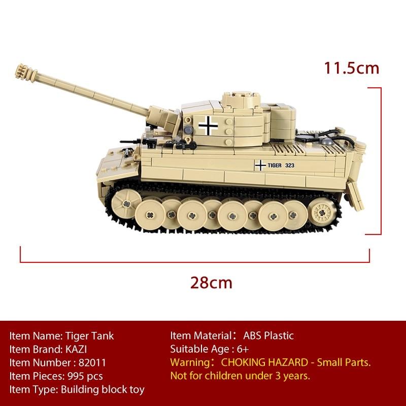 Тяжелый танк КАЗИ «Тигр». VI аусф. E Модель Строительные Блоки Игрушки Детские Подарки Игрушки для мальчика 995 ШТ. Модульные Строительные Кирпичи