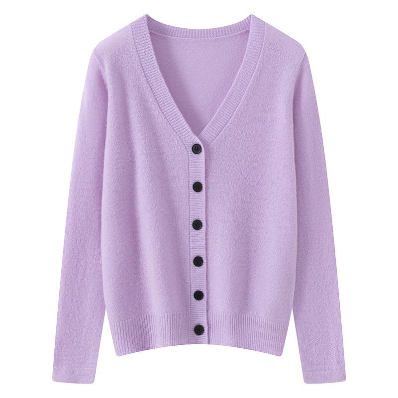 Women's 100% Pure Cashmere V-Neck Cardigan - New Fashion, Casual Knit Sweater Coat