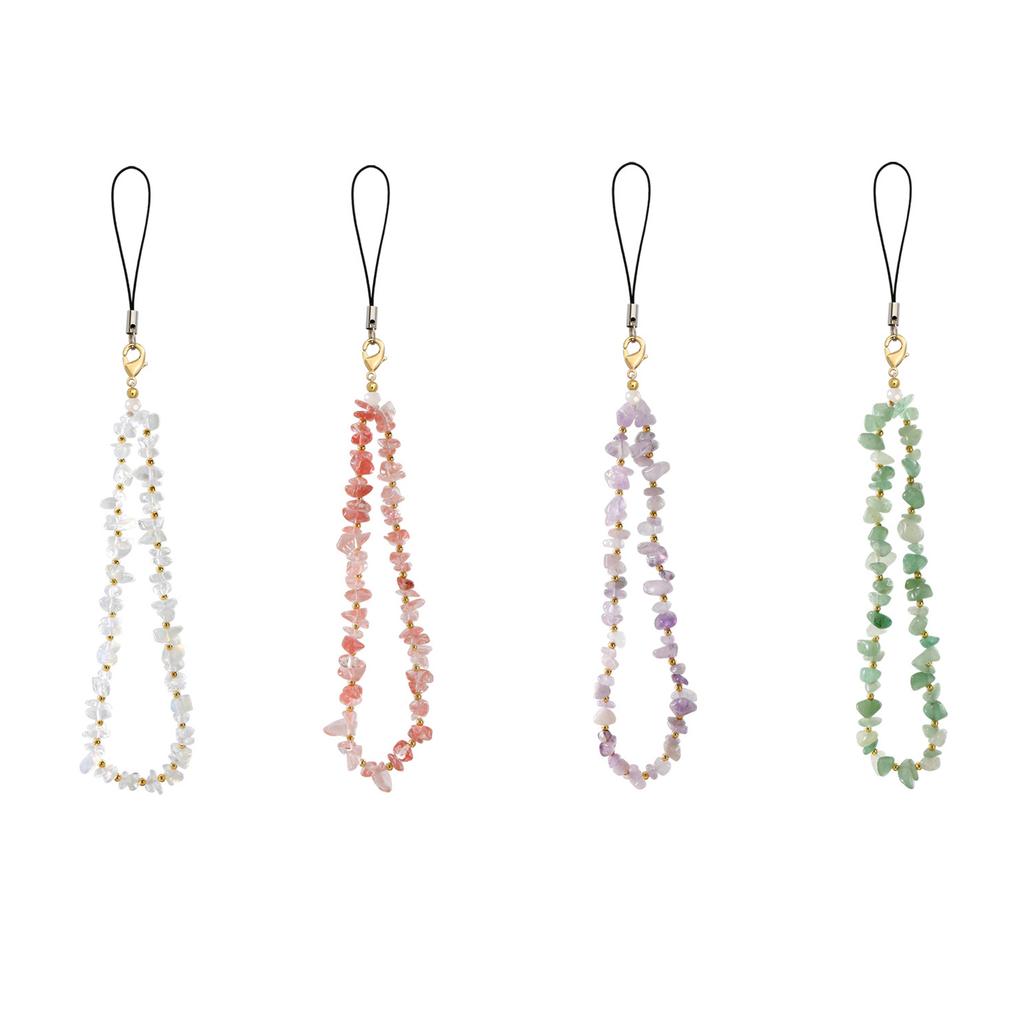 New Hot Selling Handmade Natural Crushed Stone Bead Mobile Phone Lanyard Universal Natural Crystal Agate Moonstone Phone Chain