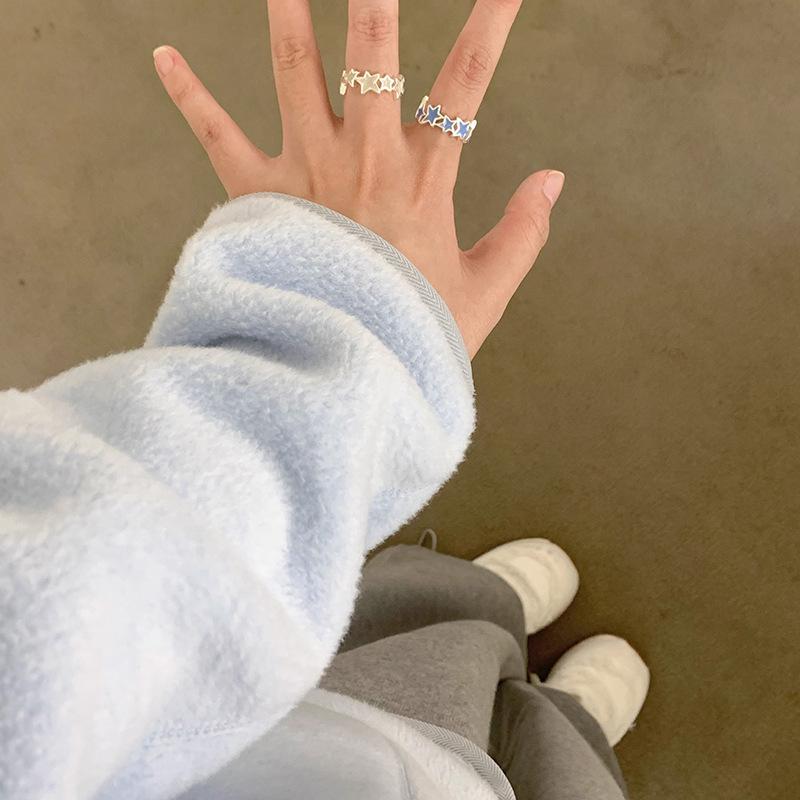 New Colorful Enamel Pink Star Rings for Women Girls Cool Sweet Y2K Blue Twisted Star Open Ring Party Gifts Jewelry