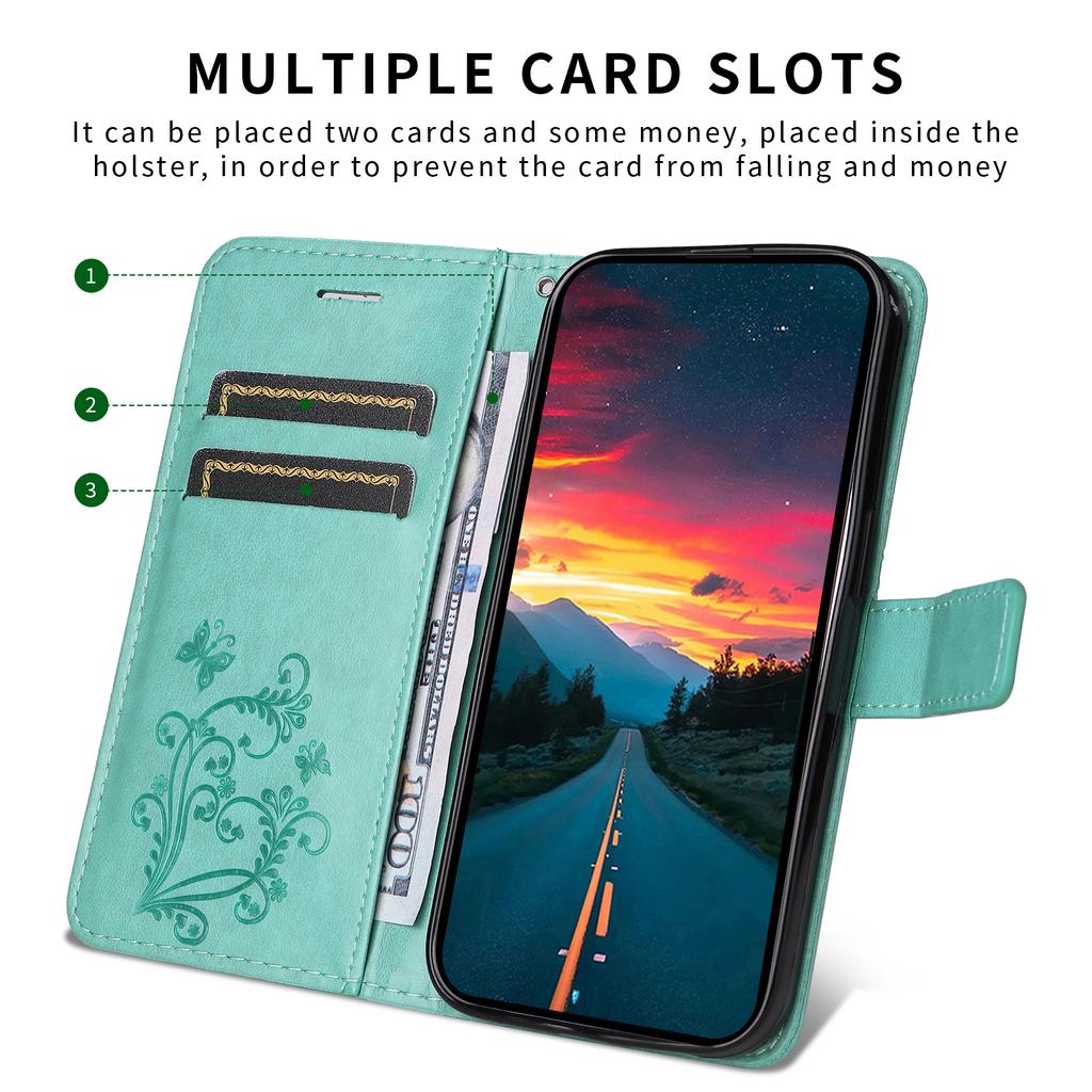 For Honor X8c 4G Wallet Case Floral Butterfly Imprinted Leather Phone Cover Stand