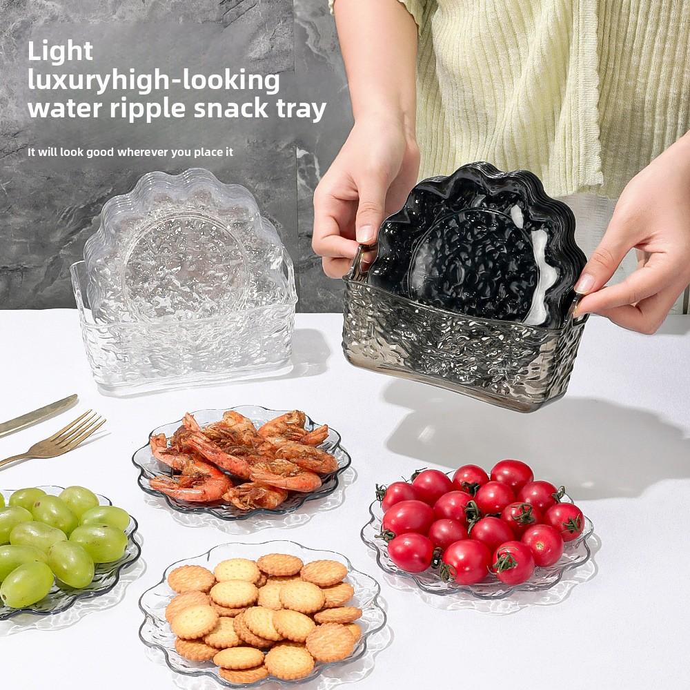 Набор тарелок для закусок в японском стиле, пластиковые разделенные сервировочные тарелки с основанием, тарелки для закусок и десертов для домашней кухни