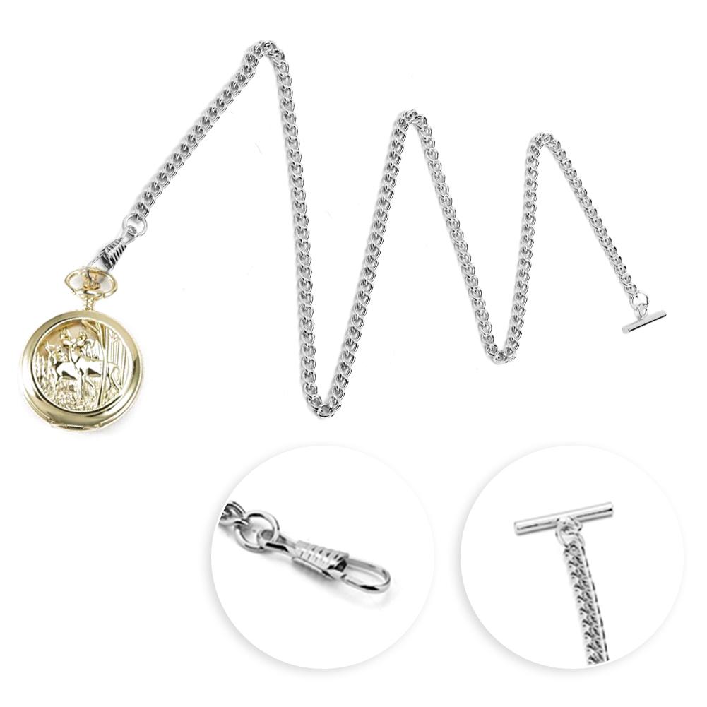 65 см Длина Ретро Т-образный Карманные Часы Цепь Подвеска Держатель Металлические Карманные Часы Аксессуары Серебро