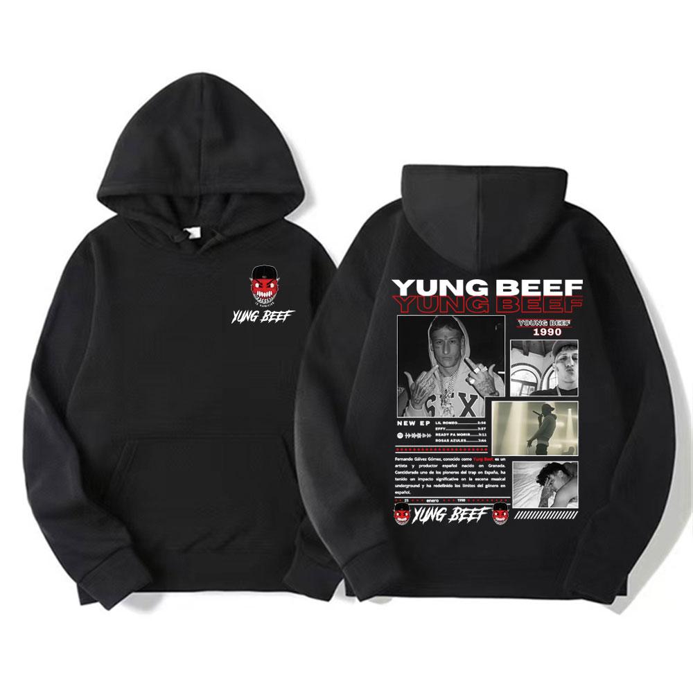 Хип-хоп исполнитель Yung Beef Альбом 2025 Тур Худи Мужская одежда Флис С длинным рукавом Пуловеры Худи Мода Хип-хоп Оверсайз Толстовка