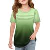 Children Fold T-shirts Short-sleeved Summer Round Collar Gradient Leisure Coat T-shirt