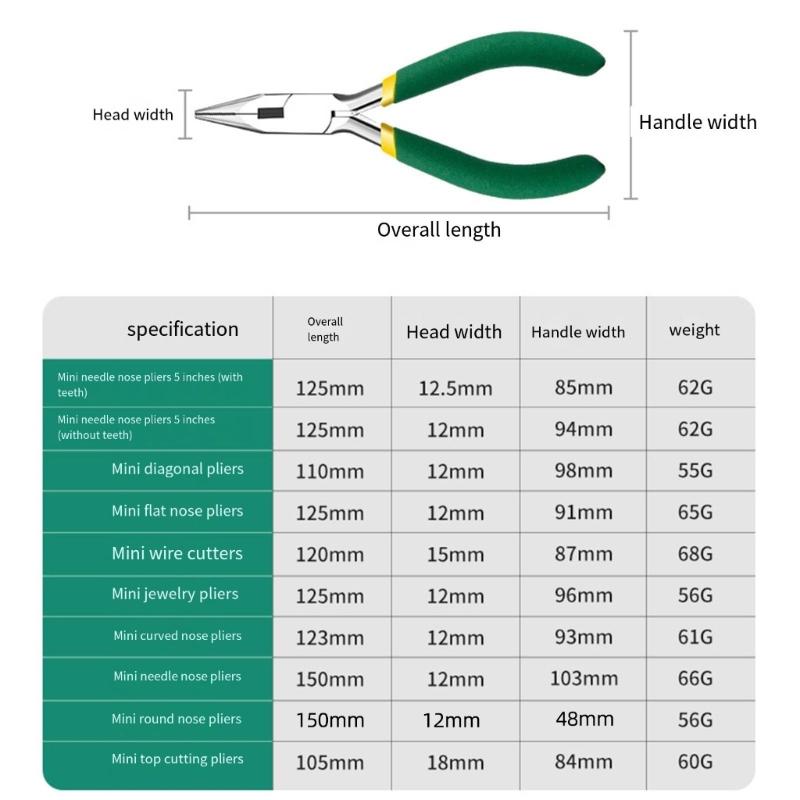 Мини-клещи, длинный нос, изогнутый нос, диагональные, торцевые, Linesmans, плоскогубцы с игольчатыми носами, 5-дюймовые плоскогубцы для изготовления ювелирных изделий