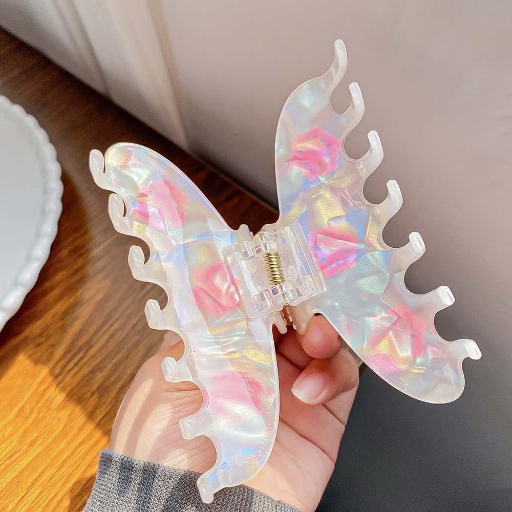 Elegant Snowflake Shark Clip Contrast Color Acrylic Hair Claw Iridescent Hair Claw  Girls