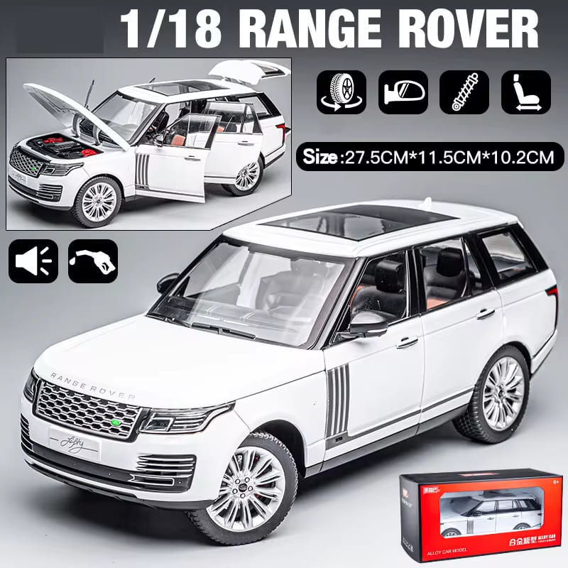 New Large 1:18 Land Rover Range Rover SUV Off-road Vehicle Alloy Model Car Die-cast Static Collection Sound and Light Children's Toy Boy Gift