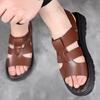 Летние мягкие сандалии мужские кожаные классические римские сандалии тапочки уличные кроссовки пляжные резиновые шлепанцы мужские водные походные сандалии