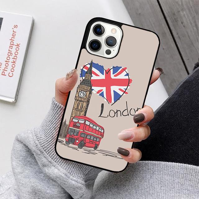 Лондонский Автобус Англия Биг Бен Чехол для Телефона Для iPhone 17 Air 16 15 14 13 12 11 Pro Max Plus Max Чехол Оболочка coque