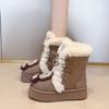 Женские зимние теплые меховые сноубутсы на шнуровке большого размера с толстой подошвой, утепленные подкладкой ботильоны до щиколотки, нескользящие походные спортивные хлопковые ботинки