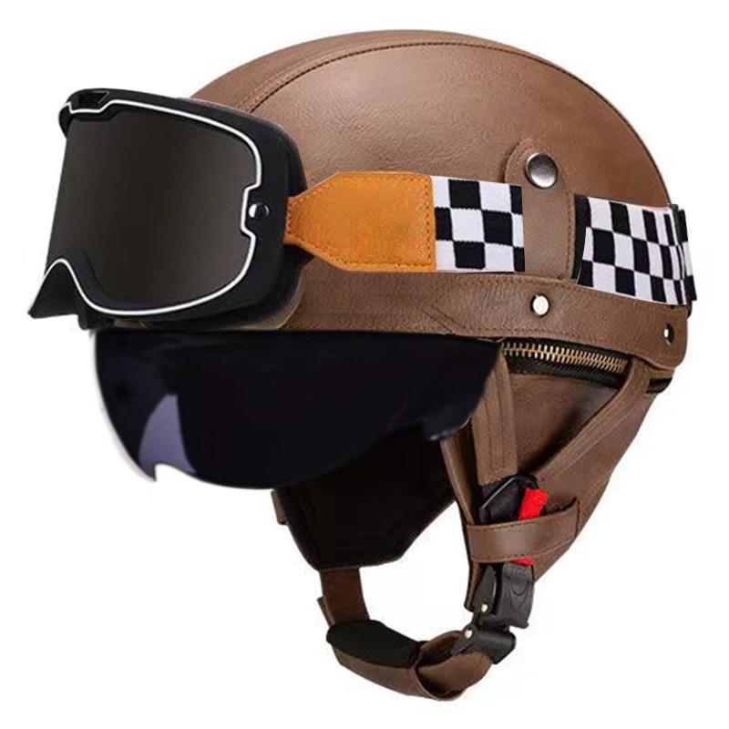 Vintage-Style Open Face Motorcycle Helmet Adults Unisex ABS Half With 3C Certification