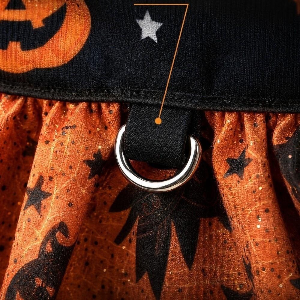 Breathable Halloween Pet Dress Color-blocking Dog Pumpkin Print Dress Pet Party Wear Medium Breeds