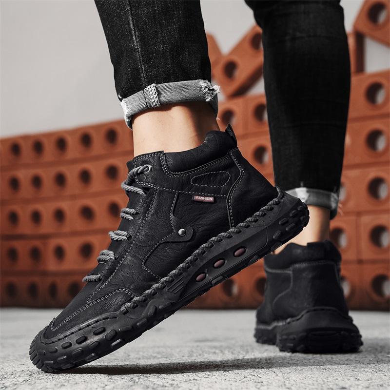 Весенне-осенние мужские высокие повседневные ботинки ручной работы кожаные ботинки ковбойские ботинки для мужчин