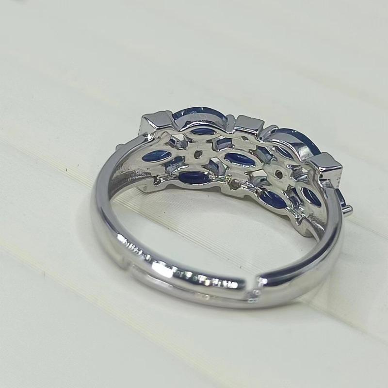 Sace Gems Кольца из стерлингового серебра 925 пробы с изменяемым размером 2*5 мм с натуральным сапфиром для женщин, ювелирные изделия для помолвки, коктейля и вечеринки