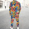 Men Black Blue Bohemian Mandala Partial Print Long Sleeve Sweatshirt Jogger Pants Two Piece Suit