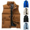 Men's And Women's Casual Solid Color Sleeveless Zipper Vest Men's Stand-up Collar Hooded With Cotton Warm Waistcoat