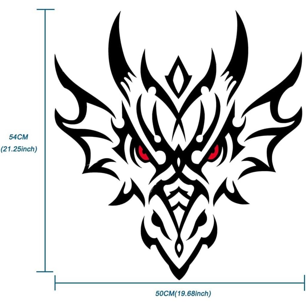 Car Decals, Self-Adhesive Vinyl Graphics Decals Car Hood Sticker Universal Scratch Hidden Car Stickers for Car Decoration (Dragon Head)