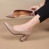 Slip-on Single Shoes Autumn New Pointed Toe Shallow Mouth Non-slip Block Heel Pumps