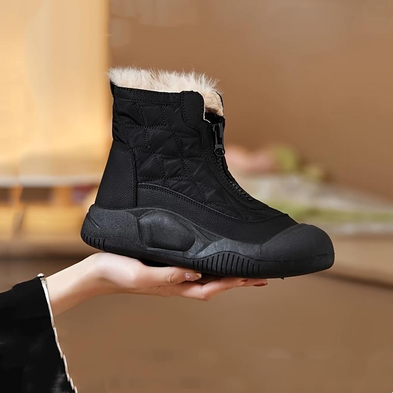 Новое поступление женских стеганых зимних сапог длиной до середины голени - водонепроницаемые, нескользящие, с утолщенной плюшевой подкладкой, застежкой-молнией, круглым носком, плоским каблуком