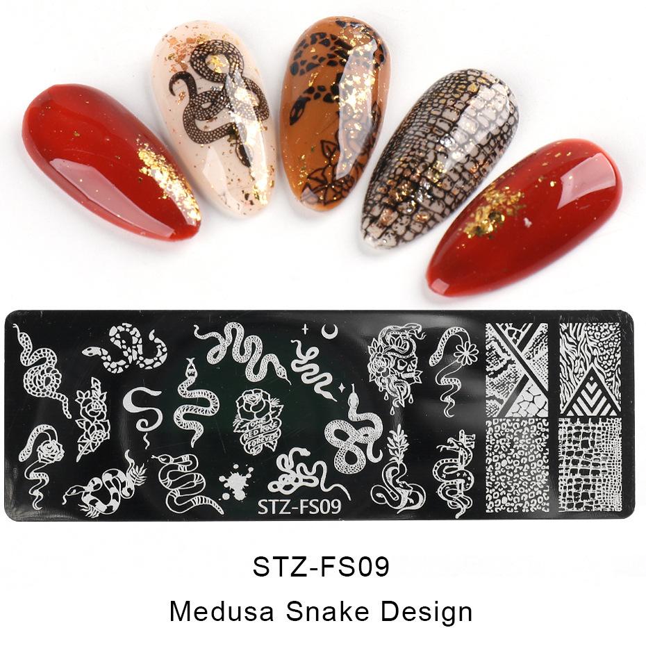 1 Pc Snake Nail Art Stamping Plates Wild Animal Prints Leopard Tiger Skins Nail Stencils Flower Lace Stamping Templates