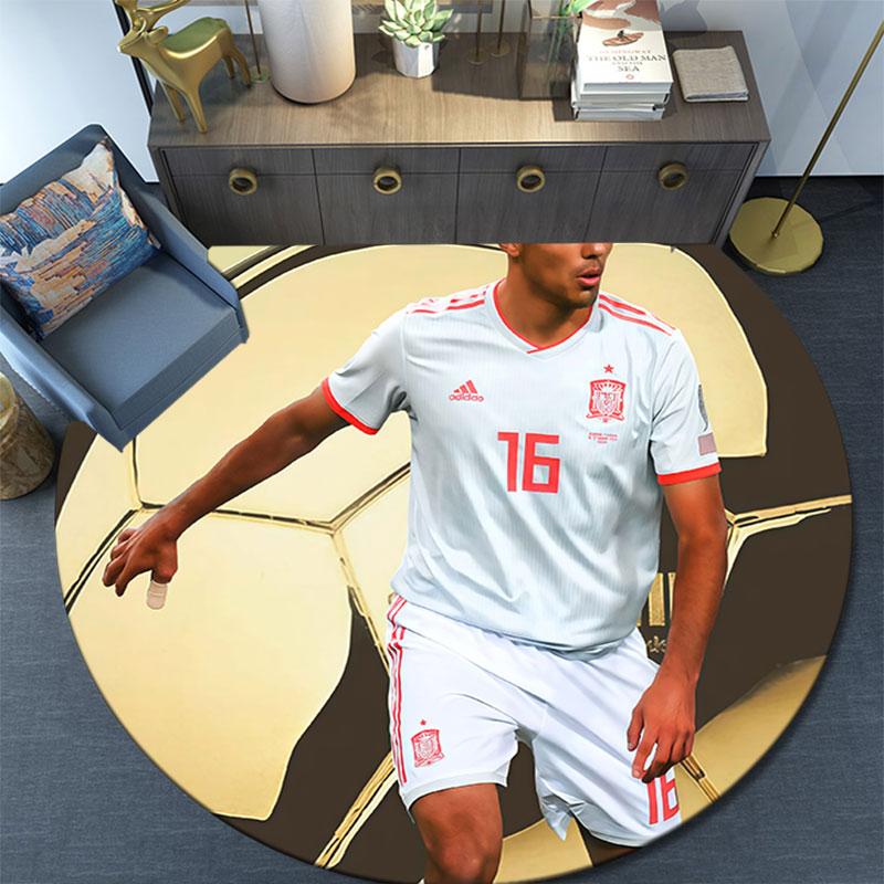 Rodri Printed Round Rug, Non Slip Washable Circular Carpet For Living Room Bedroom Playroom, Sports Fan Decor, Holiday Birthday Gift