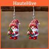 Santa Christmas Themed Claus Holding Tree Pattern Women Earrings Acrylic