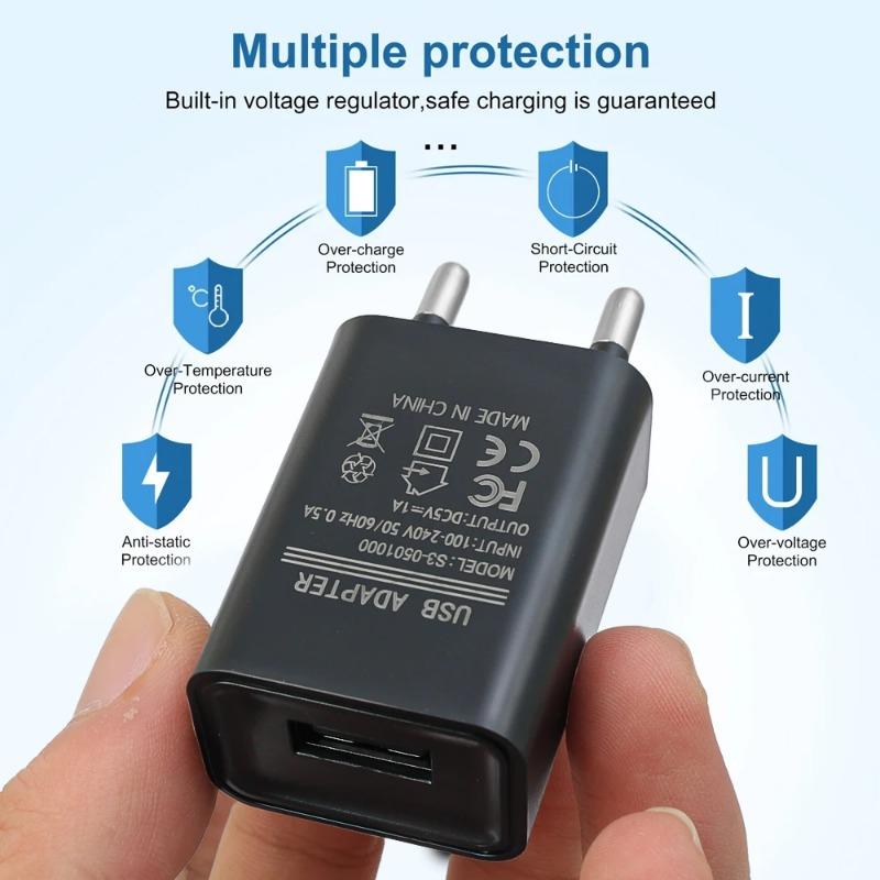 Зарядное устройство для телефона USB, 5 В, 1 А, универсальное, для настенной розетки, портативный блок питания, дорожные адаптеры питания для iPhone, iPad, Samsung, Xiaomi, штекер ЕС