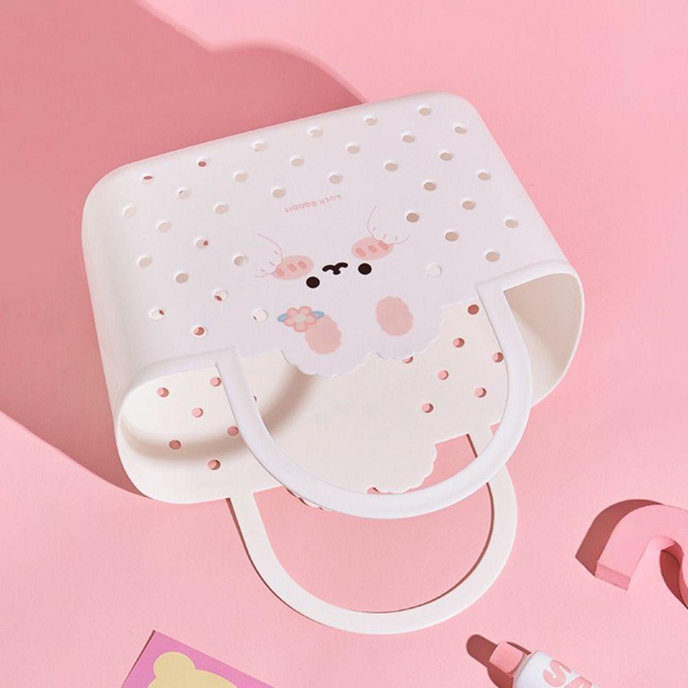 Soft Material Storage Basket Drainable Design Handheld Basket Bath Basket Dormitory Living