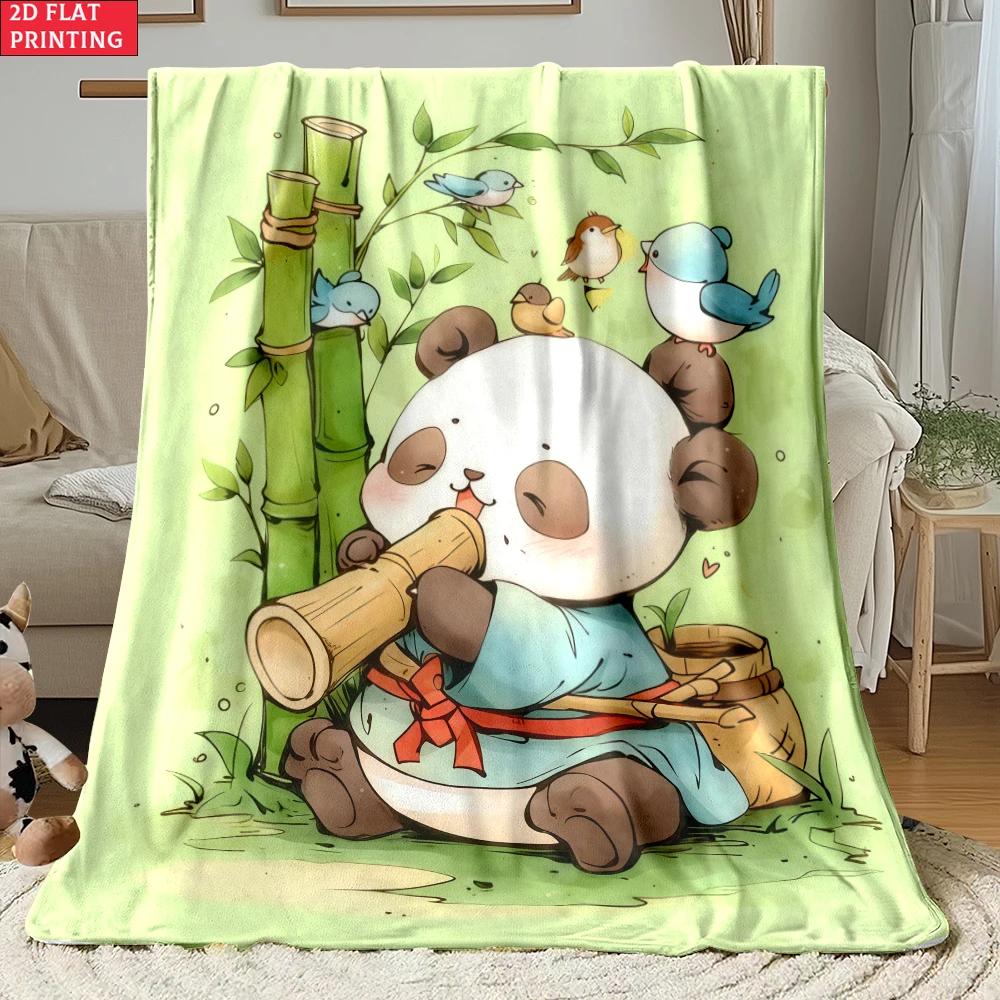 Anime Panda thin Flannel Blanket for Bedrooms,Living Rooms,Sofas Blankets,Lunch Breaks,Picnics,blankets fluffy