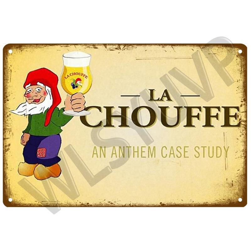 La Chouffe Retro Hertog Jan Металлическая вывеска Жестяная вывеска Виски Бельгия Пиво Дощечка Металлический настенный декор Винтажный декор Плакатные тарелки Мужская пещера